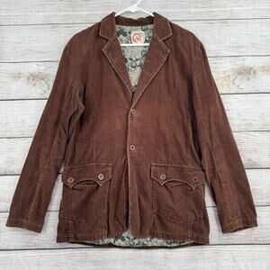 Chor Skull Lined Corduroy Jacket Mens Medium Brown 2 Button Flap Over Pockets